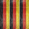 Voircoloria Red Black Gold Fringe Backdrop Curtains, 3 Pack | Tinsel Streamers by Voircoloria