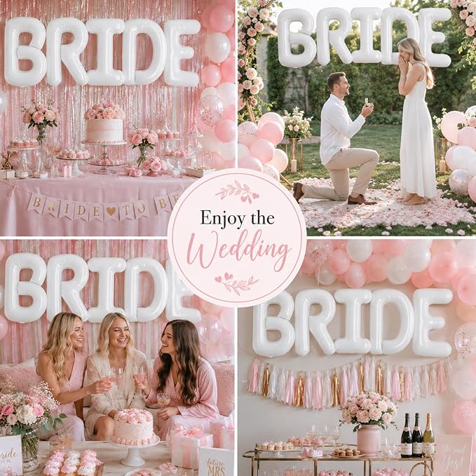 BRIDE Balloons Bachelorette Party Decorations, 40 Inch White Bride Letter Mylar - Image 6