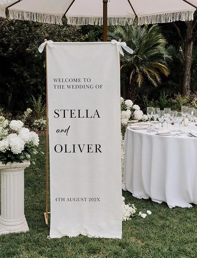 Custom Linen Wedding Welcome Banner - Image 4