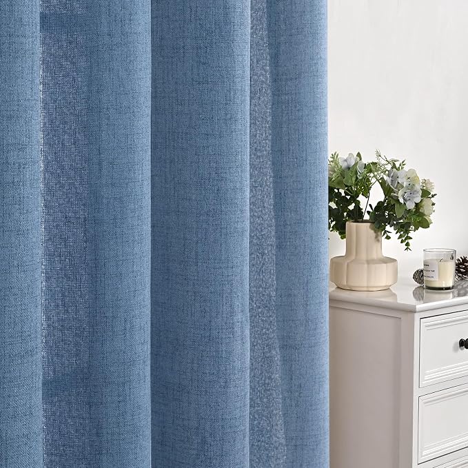 YoungsTex Denim Blue Linen Curtains 90 Inch Length - Image 8