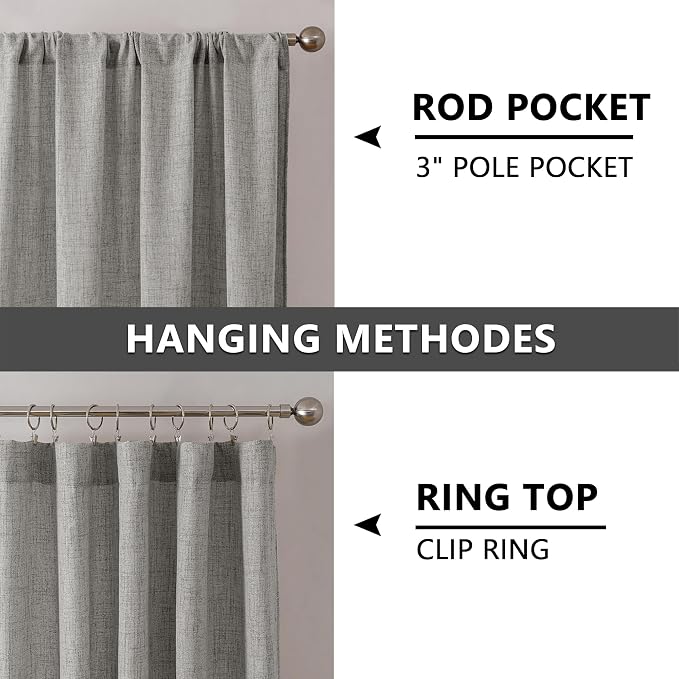 Tollpiz Short Linen Tier Curtains Rod Pocket Semi Sheer Half Kitchen Curtain - Image 5