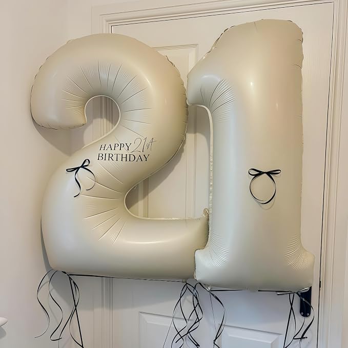 Cream 10 Balloon Number 40 Inch Cream Number 10 Balloon Helium Mylar Balloons - Image 5