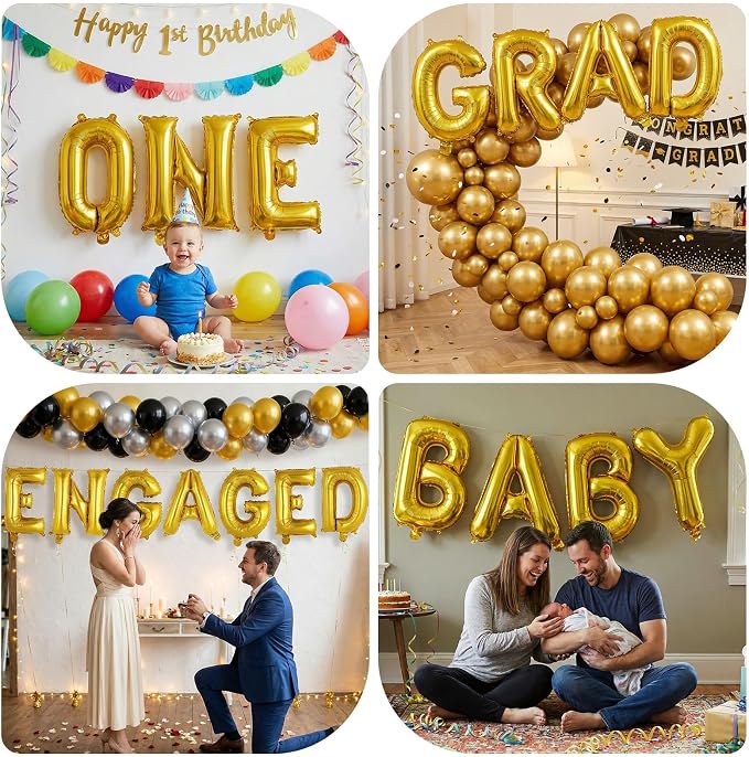 Gold Letter R Balloons, 40 Inch Large Foil Letter Balloons, Custom Phrase - Image 7