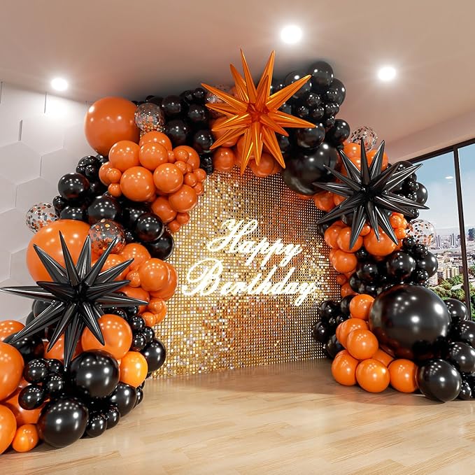Black and Orange Balloon Arch Kit, 18 12 10 5 Inch Different Size Balloons by ADOINBY