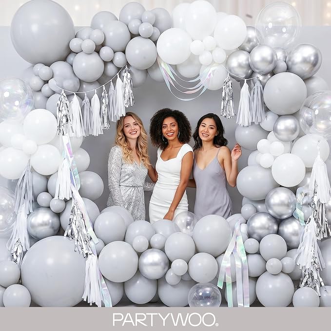 PartyWoo Gray Balloons 100pcs Matte Gray Latex Balloons Different Sizes | 18 12 - Image 5