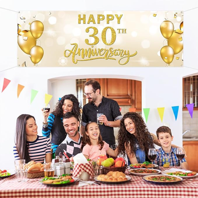 Large Happy 30th Anniversary Banner Thirty Themed Garden Backdrop Banner - Image 6