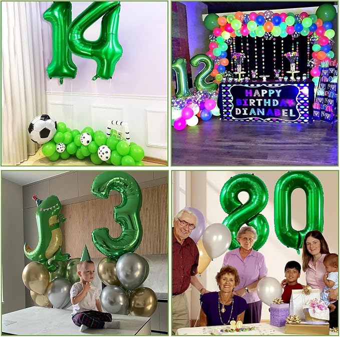 Green Number Balloons, 40 Inch Dark Green Balloon 0. Birthday Party Wedding - Image 3