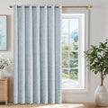 Beauoop Blue Floral Jacquard Blackout Sliding Door Curtains 100x84 1 Set | by Beauoop