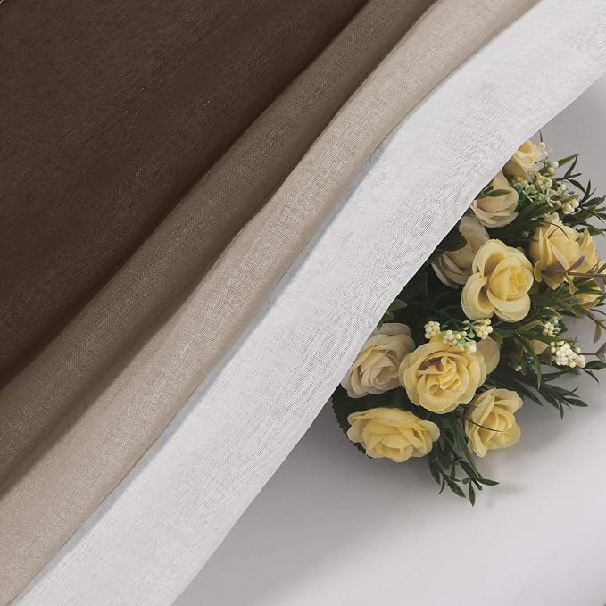 DWCN Ombre Faux Linen Sheer Curtains - Image 5