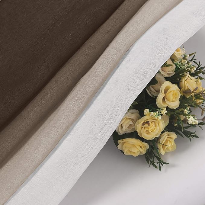DWCN Faux Linen Ombre Sheer Curtains - Image 5