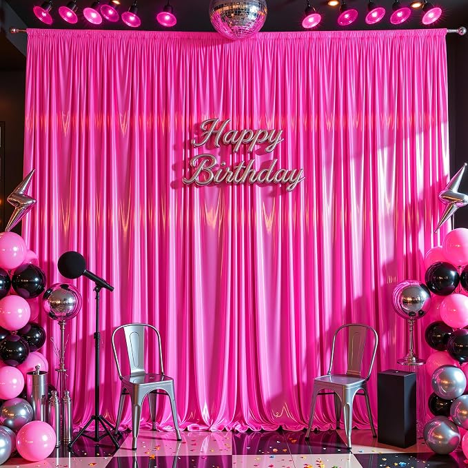 20x10ft Hot Pink Glitter Backdrop Curtain - Image 7