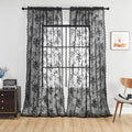 Black Lace Curtains 108 Inches Long Gothic Floral Sheer Curtains by SEEKRIGHTHomeDecor