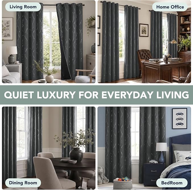 Deconovo 100% Blackout Living Room Curtains 95 Inches Long, Thermal Insulated - Image 6