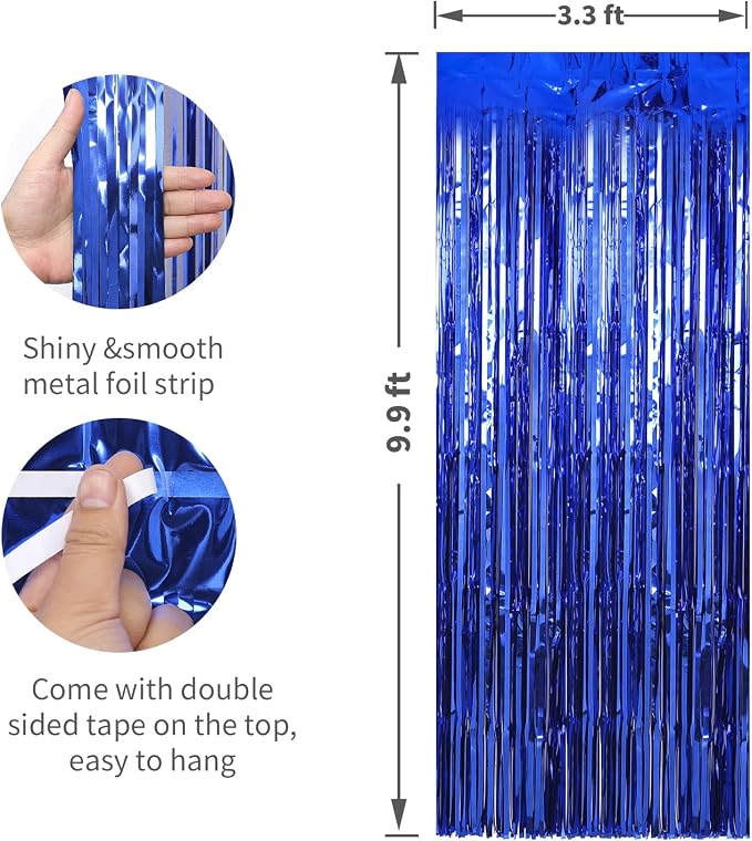 5 Pack 3.3 x 9.9 ft Dark Blue Fringe Backdrop Streamers Party Decorations | - Image 2
