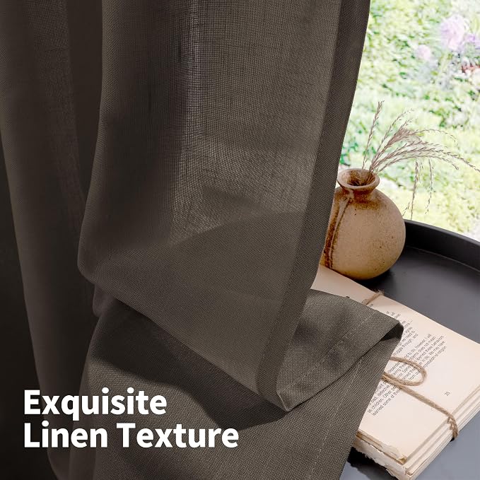 YoungsTex Extra Long Brown Linen Curtains 95 Inch Length - Image 8