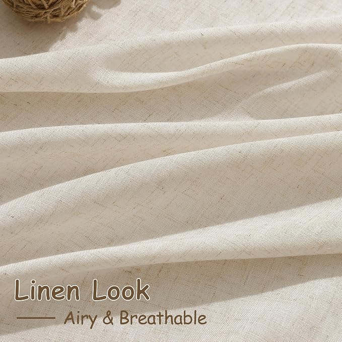 108 Inch Long Curtains for Living Room Cream Beige Linen Modern Farmhouse Decor - Image 4