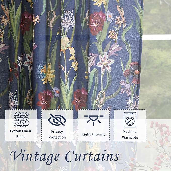 Schweek Floral Curtains 63 Inches Length 2 Panels - Image 4