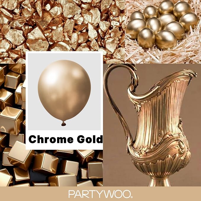 PartyWoo Metallic Gold Balloons 120pcs Chrome Gold Color 18 12 10 5 Inch | 18 - Image 2