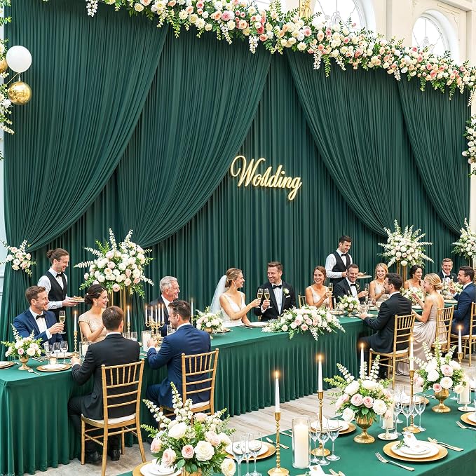 6 Panels Hunter Green Backdrop Curtains - Image 4