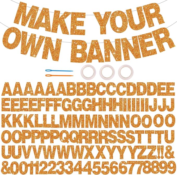 BEISHIDA Glitter Orange 116 PCS A-Z DIY Letter Custom Banner Party Decor | 111 by Beishida