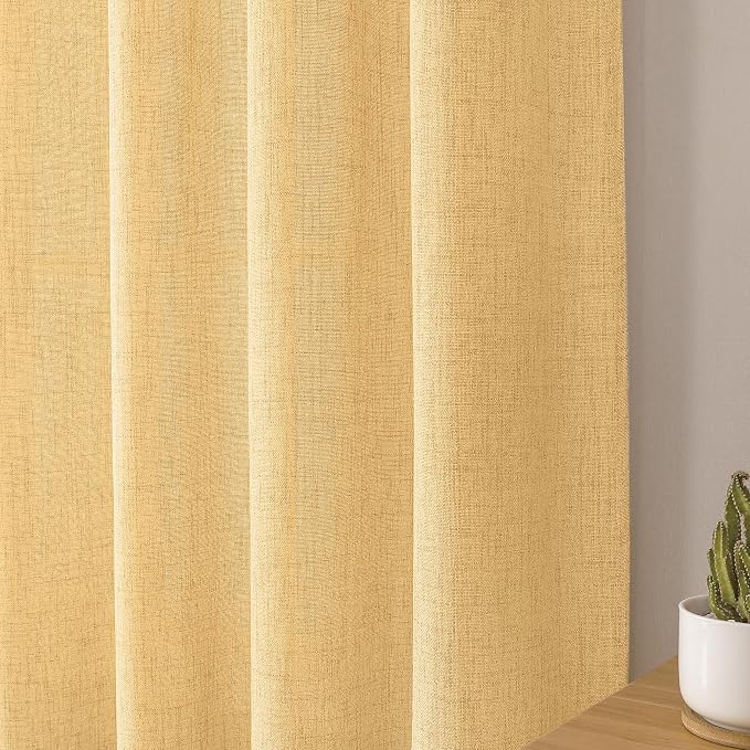 Tollpiz Short Linen Tier Curtains Rod Pocket Semi Sheer Half Kitchen Curtain - Image 8
