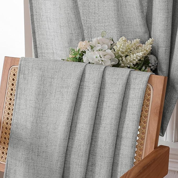Tollpiz Short Linen Tier Curtains Rod Pocket Semi Sheer Half Kitchen Curtain - Image 6