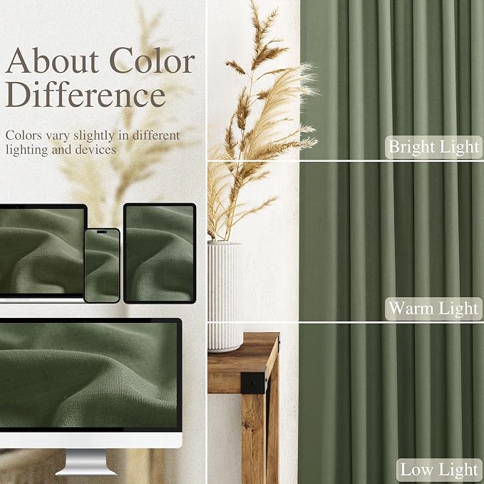 Forest Green Linen Curtains 96 Inches Long - Image 2