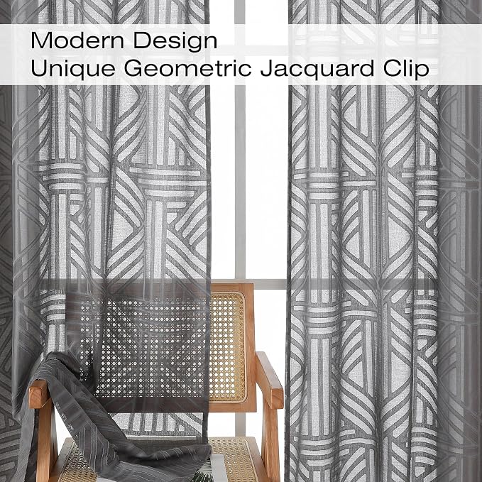 Simplebrand Semi Sheer Charcoal Grey Curtains 90 Inches Long 2 Panels, Light - Image 4