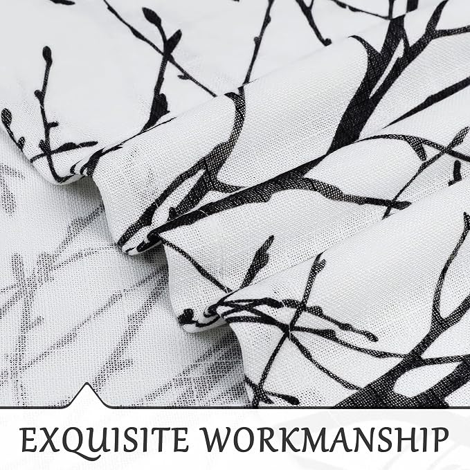 FMFUNCTEX Linen Black White Semi Sheer Patio Curtains 84 Inch Long 1 Panel | - Image 5