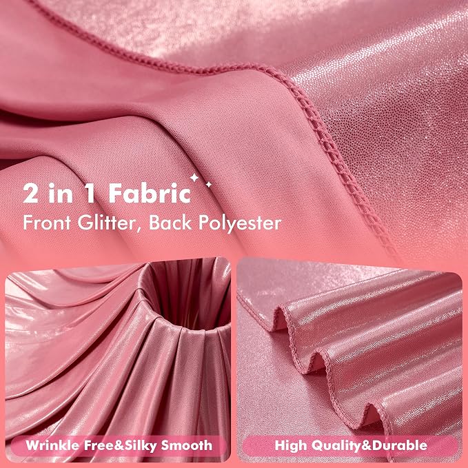 50x10ft Shimmer Rose Gold Sequin Backdrop Curtain - Image 3