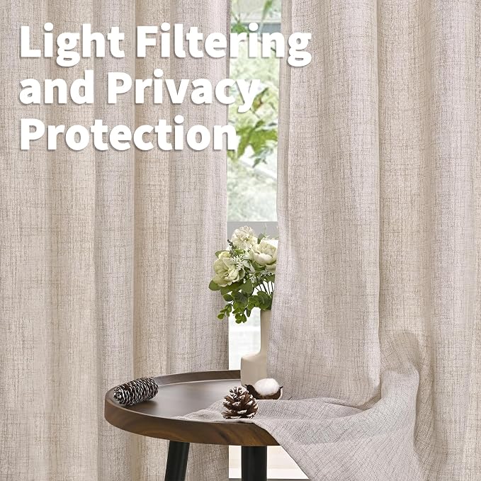 YoungsTex Natural Linen Curtains 63 Inches Long - Image 3