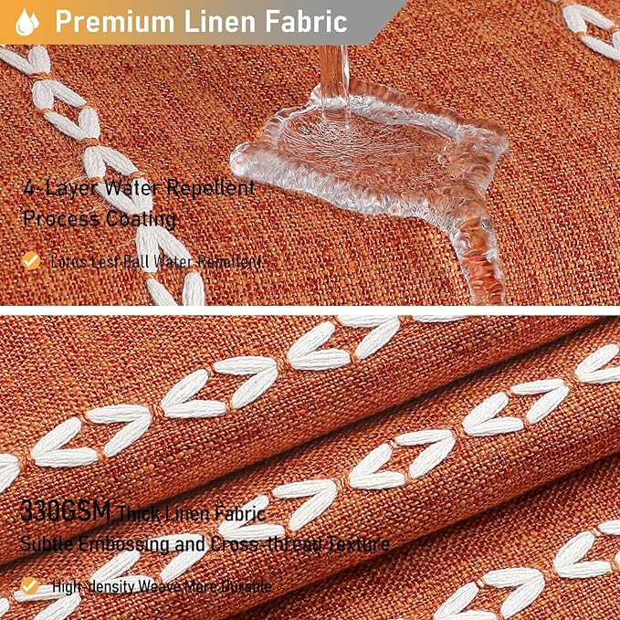 72x96 Extra Long Linen Heavy Duty Shower Curtain Set, Burnt Orange | Extra Tall - Image 4