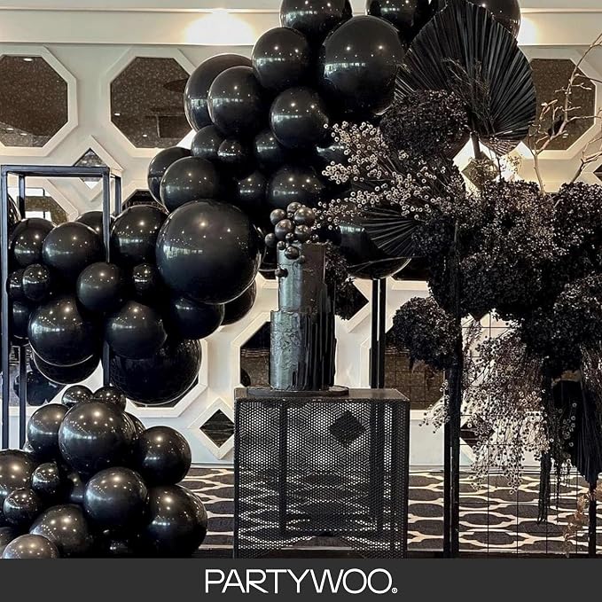 PartyWoo Black Balloons 100pcs Matte Latex Helium Balloons 12 Inch | Baby - Image 8