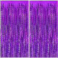 2 Pack Purple Backdrop Tinsel Foil Fringe Curtains Sparkle Metallic Wavy Foil by BOMSI