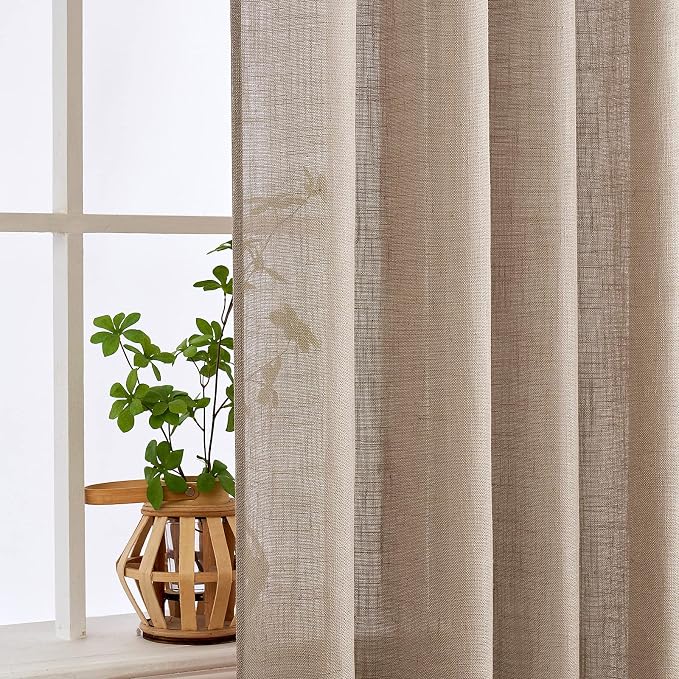 MIULEE Taupe Linen Curtains 37x72 Inch Length 2 Panels - Image 5