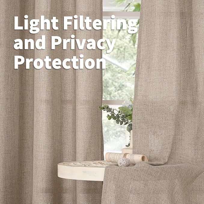 YoungsTex Linen Curtains 102 Inches Long Textured Extra Long Curtain - Image 3