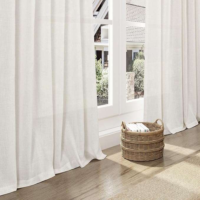 Linen Cream Curtains 118 Inch Extra Long - Image 6