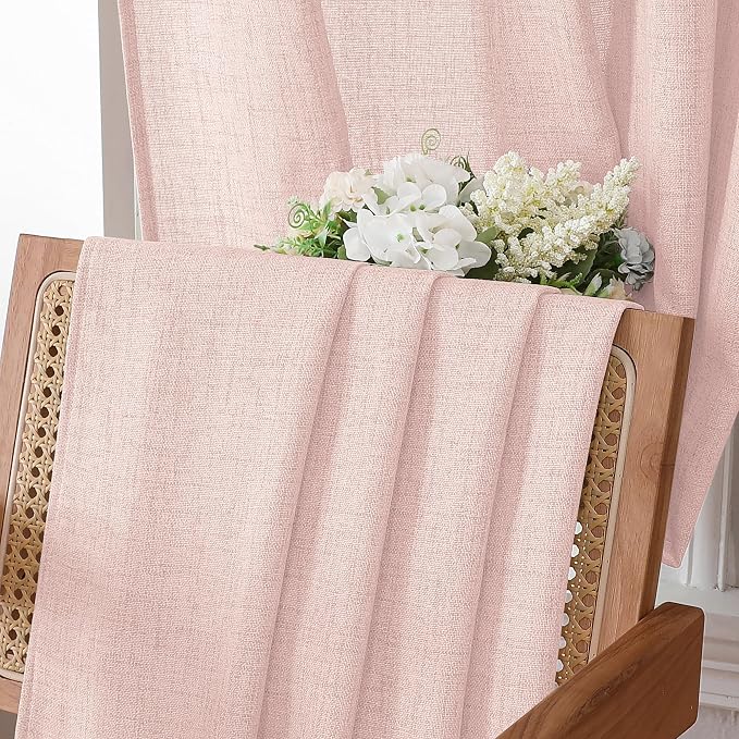 Tollpiz Short Linen Tier Curtains Rod Pocket Semi Sheer Half Kitchen Curtain - Image 6