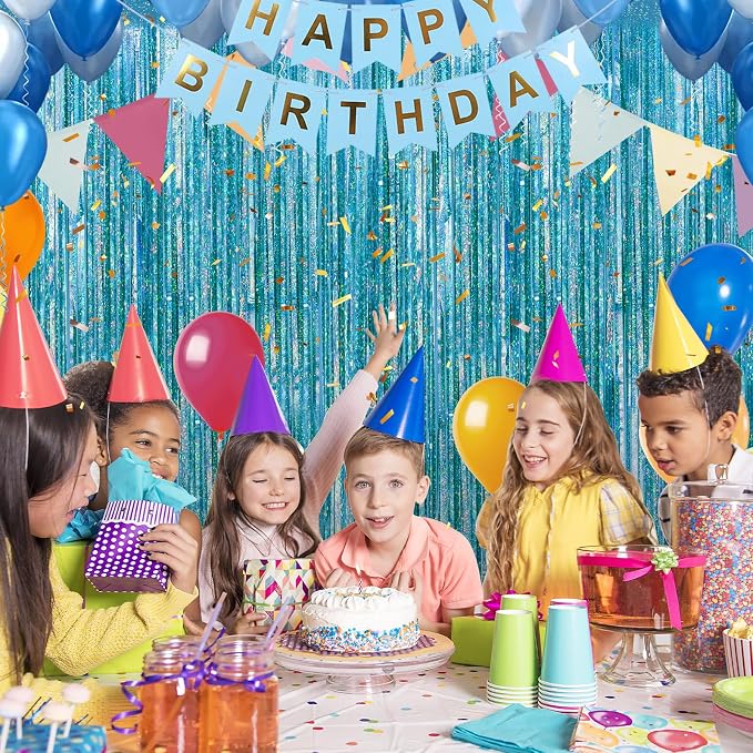 Crosize 4 Pack Laser Blue Party Streamers Backdrop, 3.3 x 9.9 ft | Tinsel Foil - Image 6