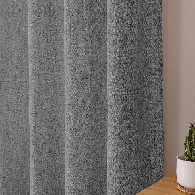 Tollpiz Linen Tier Curtain Rod Pocket Semi Sheer Half Kitchen Curtains Burlap - Image 8