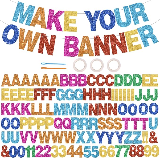 BEISHIDA Glitter Colorful 116 PCS A-Z DIY Letter Custom Banner Party Decor | by Beishida