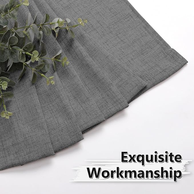 Tollpiz Linen Curtains Living Room Rod Pocket Semi Sheer Curtain Burlap Light - Image 7