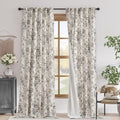 jinchan Floral Linen Blackout Curtains Lined 102 Inch Back Tab 2 Panels | by JINCHAN