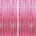 GCB 2 Pack Glitter Foil Curtain Pink Backdrop Streamers Metallic Tinsel Fringe by GCBPartyDecorations
