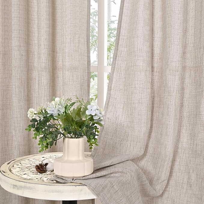 YoungsTex Natural Linen Kitchen Window Curtains 40 Inch Length - Image 8