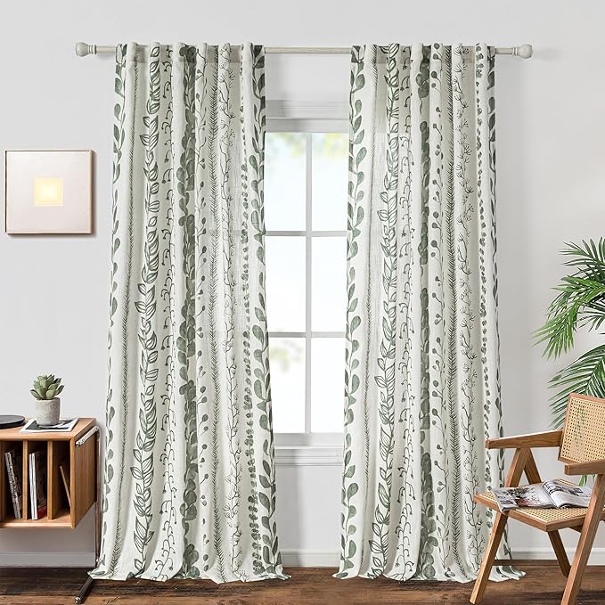 Sage Green Curtains 95 Inches Length 2 Panels Boho Curtains - Image 2