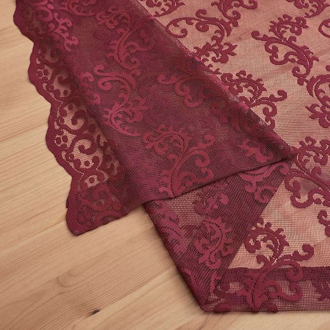Burgundy Lace Curtains 72 Inch Length 2 Panels - Image 7