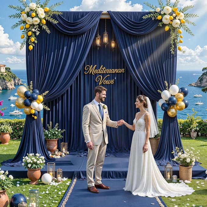 20 ft x 8 ft Navy Blue Backdrop Curtain Panels, 4 Panels 5 ft x 8 ft Wrinkle - Image 7