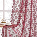 Burgundy Lace Curtains 72 Inch Length 2 Panels by FOLKSIDEHomeDecoration