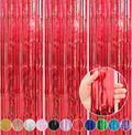 5 Pack 3.3 x 9.9 ft Red Foil Fringe Curtains Streamers Party Decorations | Foil by Crosize